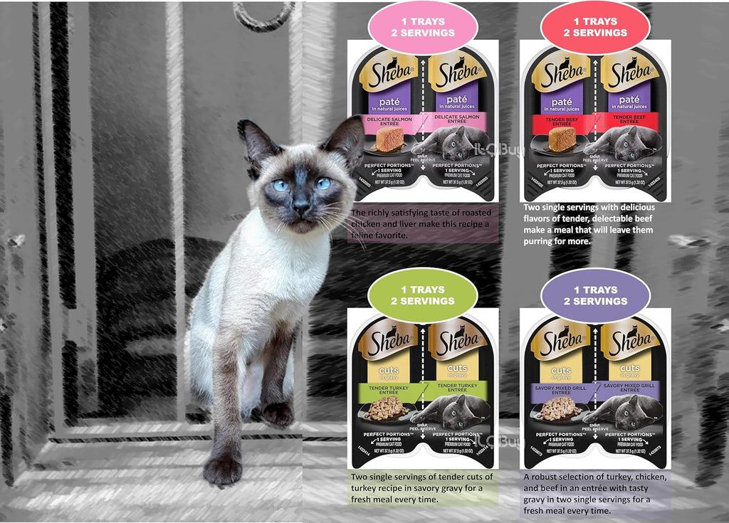 12 Trays 2.6 Oz Each Assorted Cuts in Gravy Pate in Natural Juice Cat Food F127257