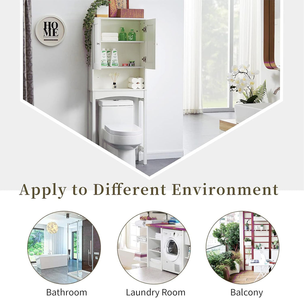 Taller Wooden Bathroom Storage Cabinet with Double Doors S95746