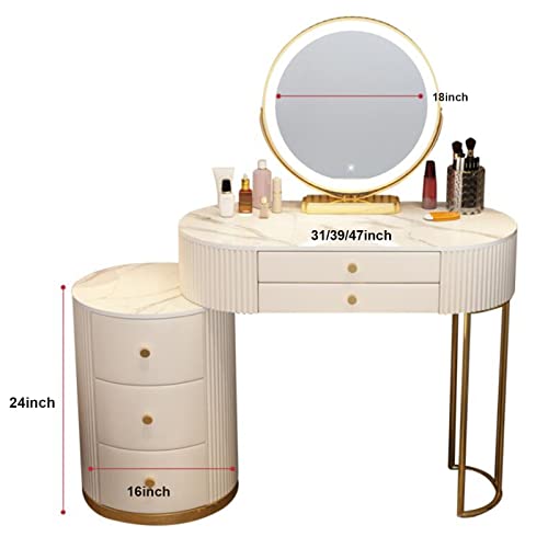 Gray Makeup Vanity Set with Lighted Mirror and Cushioned Stool D4726