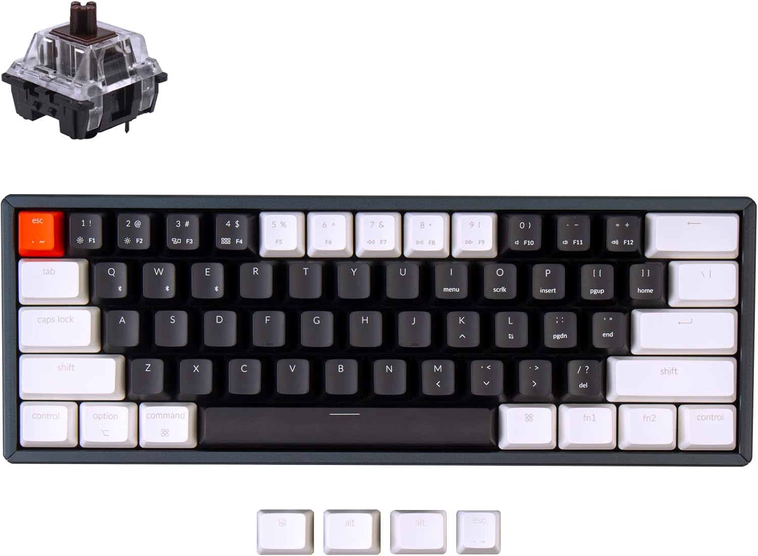 60% Layout Bluetooth Wireless/USB Wired Mechanical Keyboard with Aluminum Frame F2468
