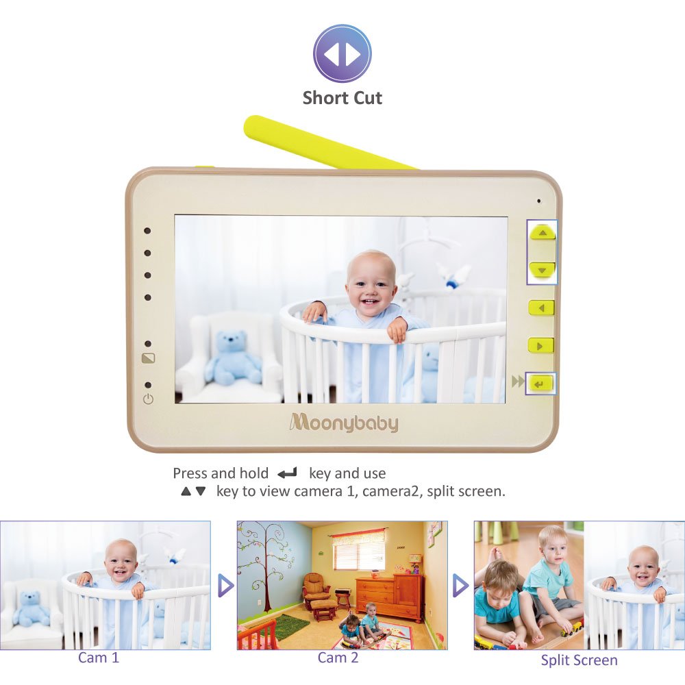 Split 55 Baby Monitor with 2 Cameras, 4.3 inches Large Monitor, Night Vision L817408