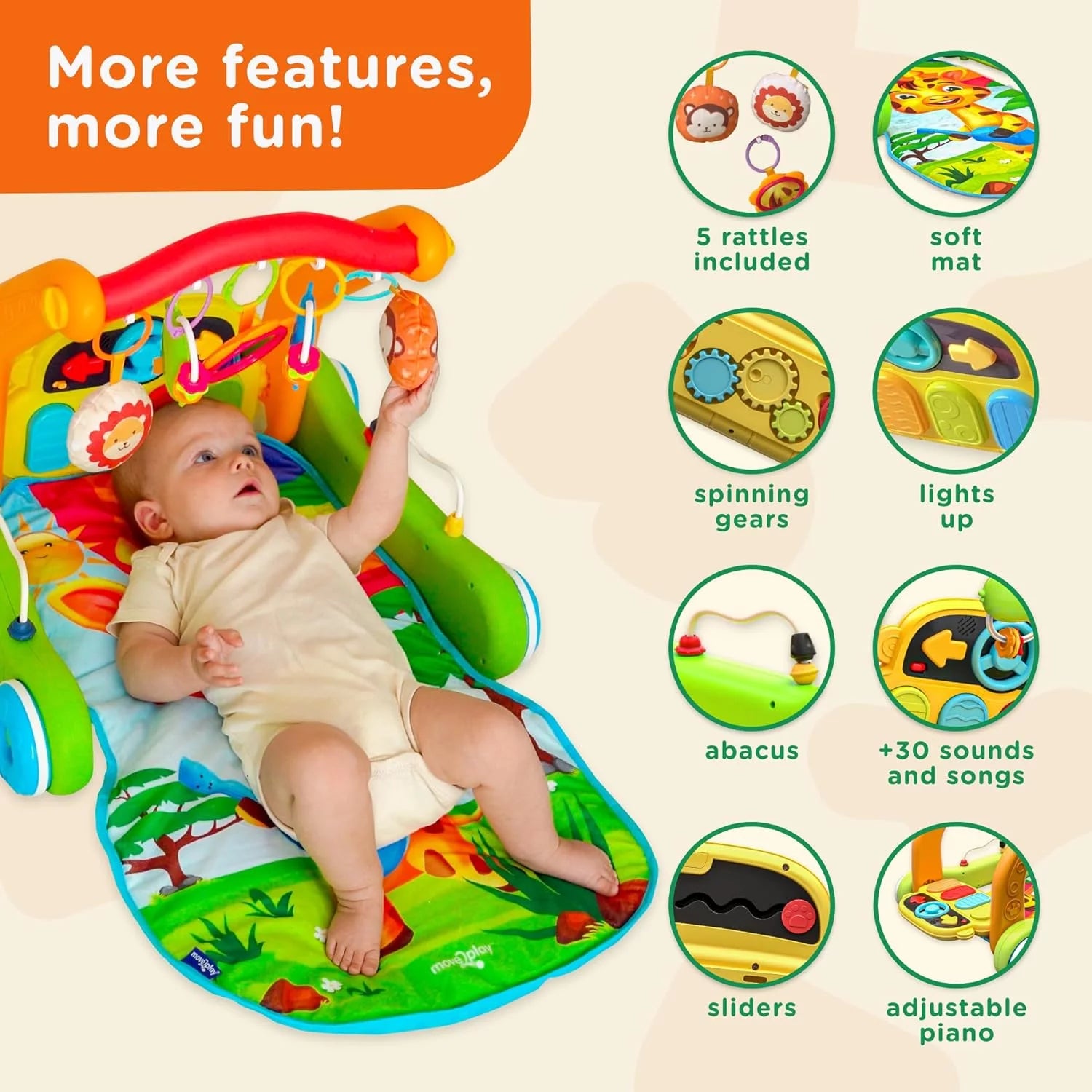 4-in-1 Baby Play Mat & Activity Center Gym W829