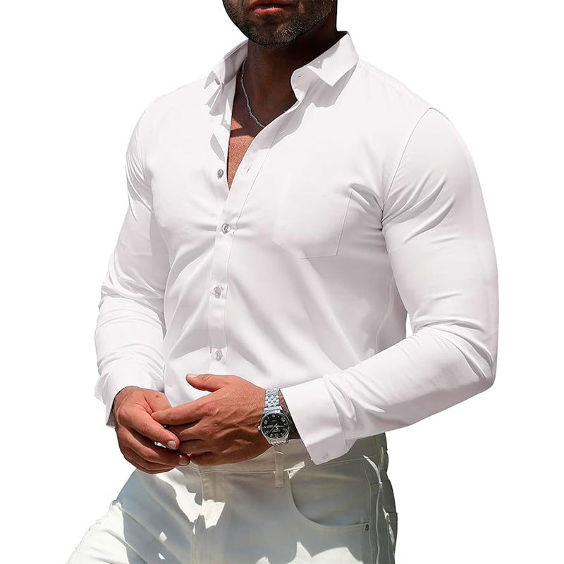 Men's Stretch Mercerized Long-Sleeve Shirt