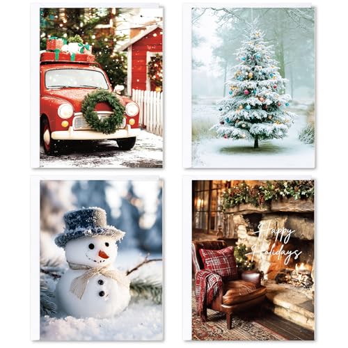 Set of 20 Boxed Christmas Cards with Envelopes & Stickers, 5" x 7" U854326
