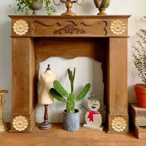 4Pcs Round Wood Appliques for Furniture Decoration (3.15"x3.15") I832397