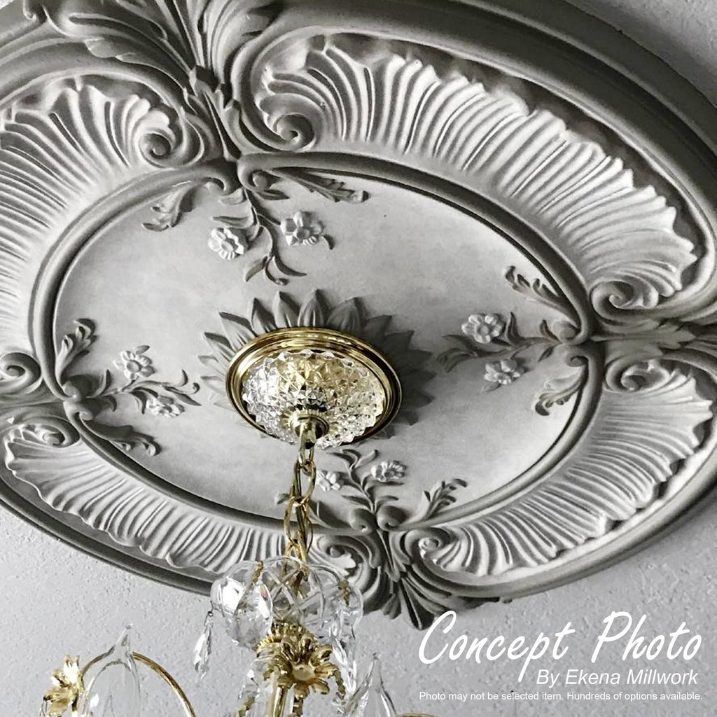 24 inchw x 20 1/2 inchh x 1 1/8 inchp Hand-Painted Black Pearl Ceiling Medallion E10984