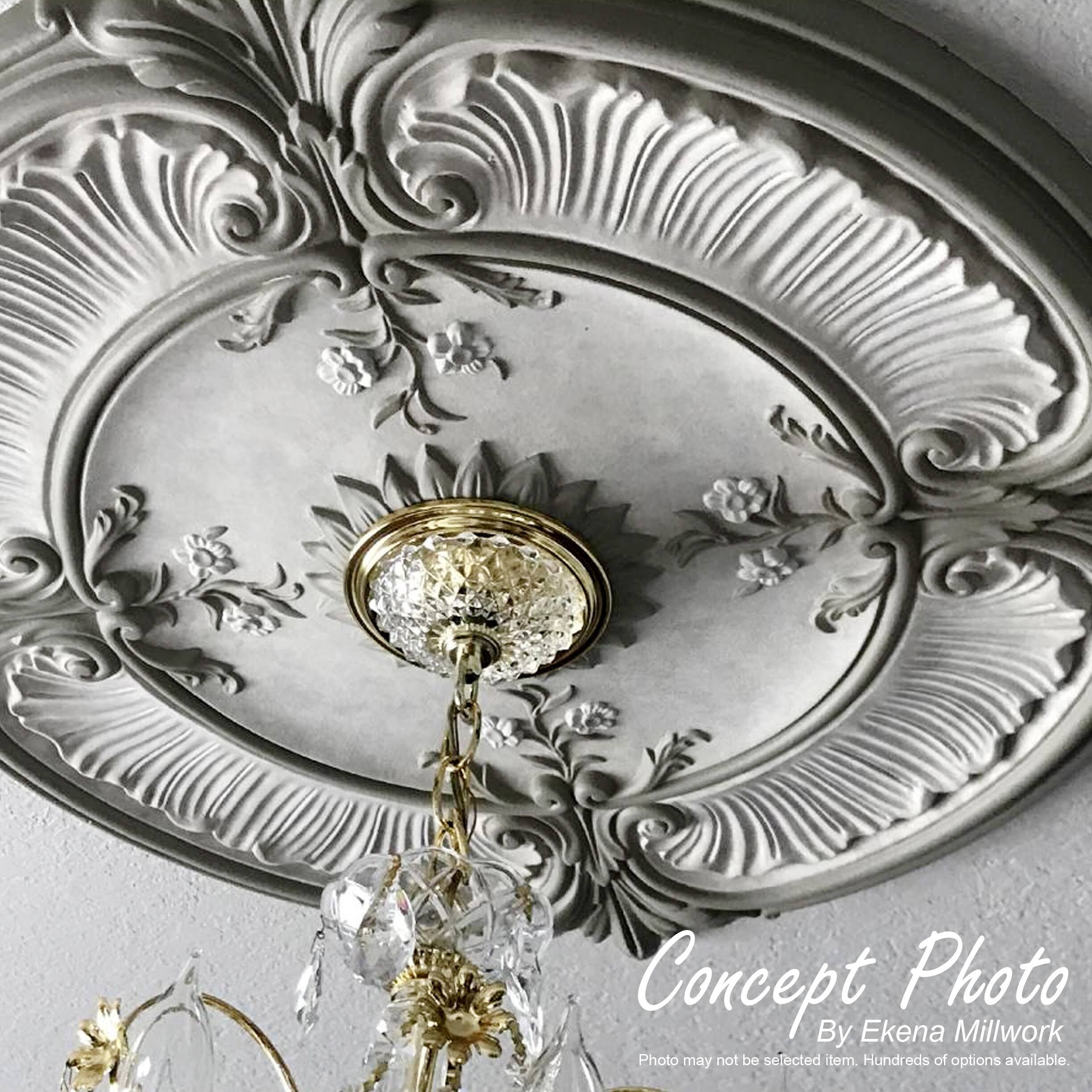 24 inchw x 20 1/2 inchh x 1 1/8 inchp Hand-Painted Black Pearl Ceiling Medallion E10984