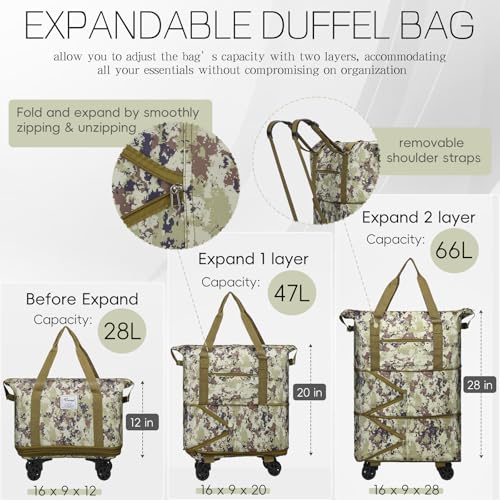 Black Rolling Duffel Bag with Wheels O2497
