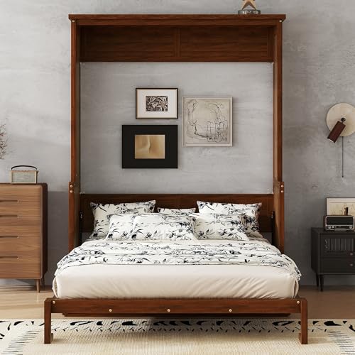 Walnut Wood Murphy Bed with Desk O4909
