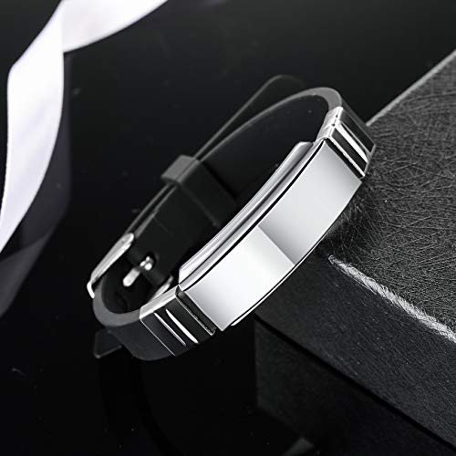 Custom Engraved Silicone Adjustable Medical ID Bracelet with Emergency Card S334