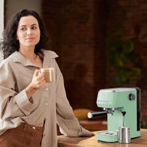Stainless Steel Espresso Machine 20 Bar with Steam Frother 43.9oz Water Tank U549