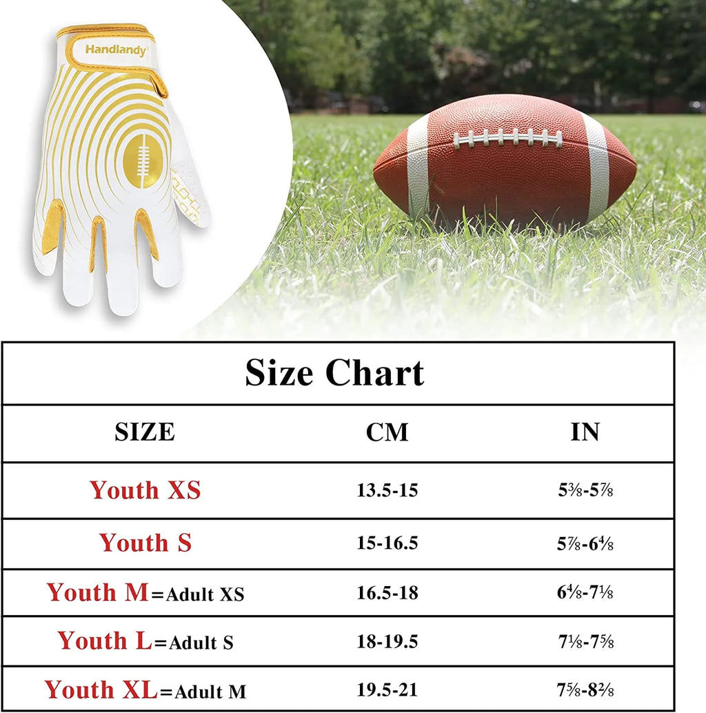 White and Gold Youth Football Gloves F11150