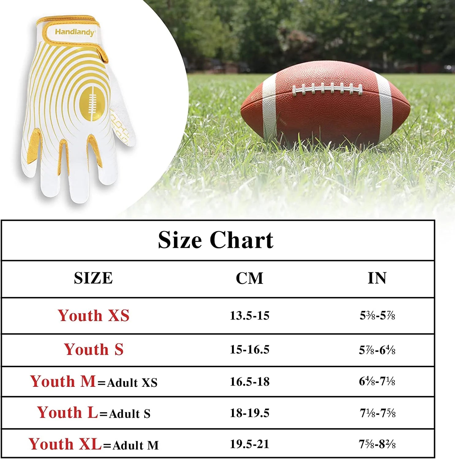 White and Gold Youth Football Gloves F11150