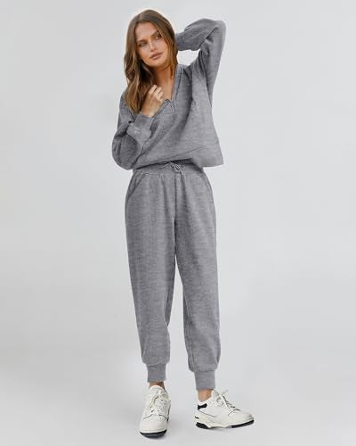 2 Piece Long Sleeve Half Zip Sweatshirt Sweatpants Lounge Set O313069
