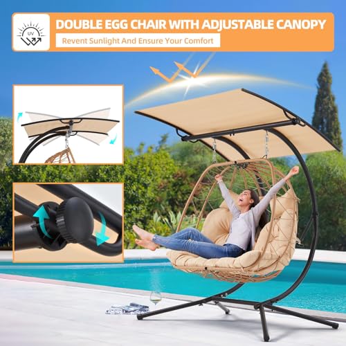 Oversized Double Egg Chair with Adjustable Canopy S12112