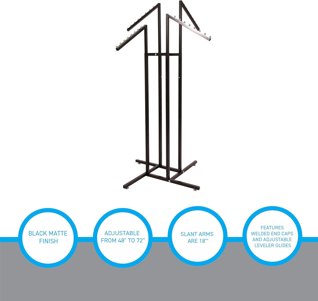 Black 4 Way Adjustable Clothing Rack with Slanted Arms Z596