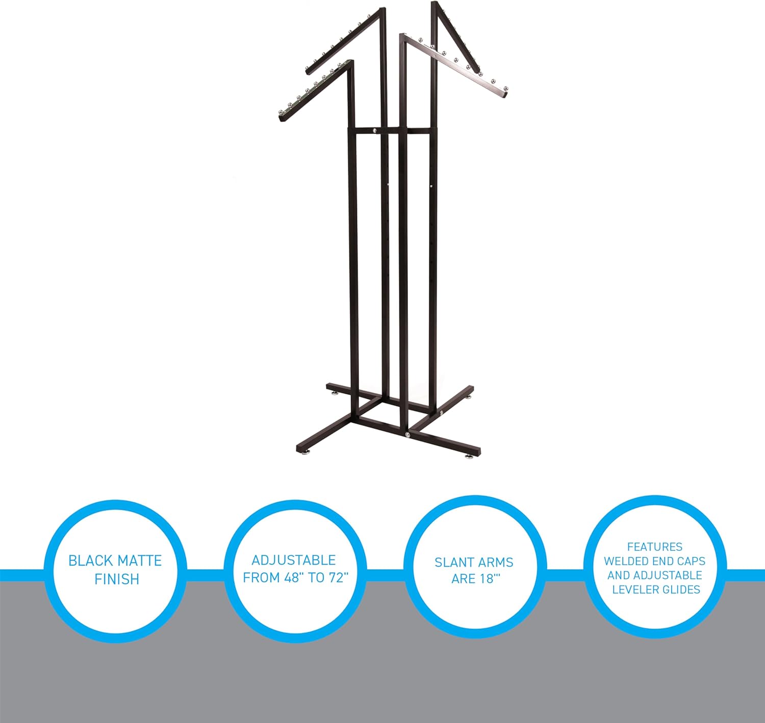 Black 4 Way Adjustable Clothing Rack with Slanted Arms Z596