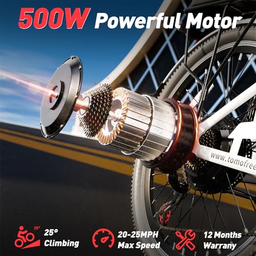 White 24" 500W 48V 20Ah 7-Speed Electric Cruiser Bike F81133