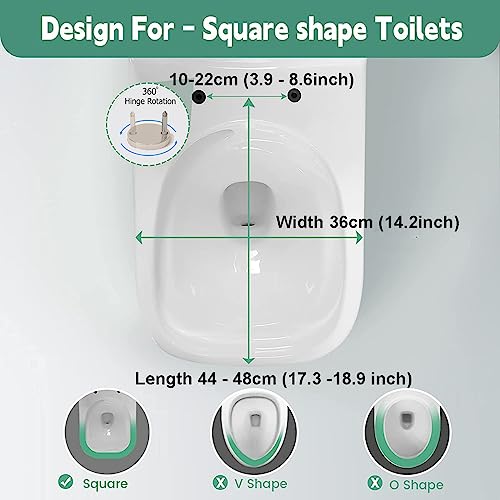 Square Toilet Seat with Quick-Release Hinges T80706