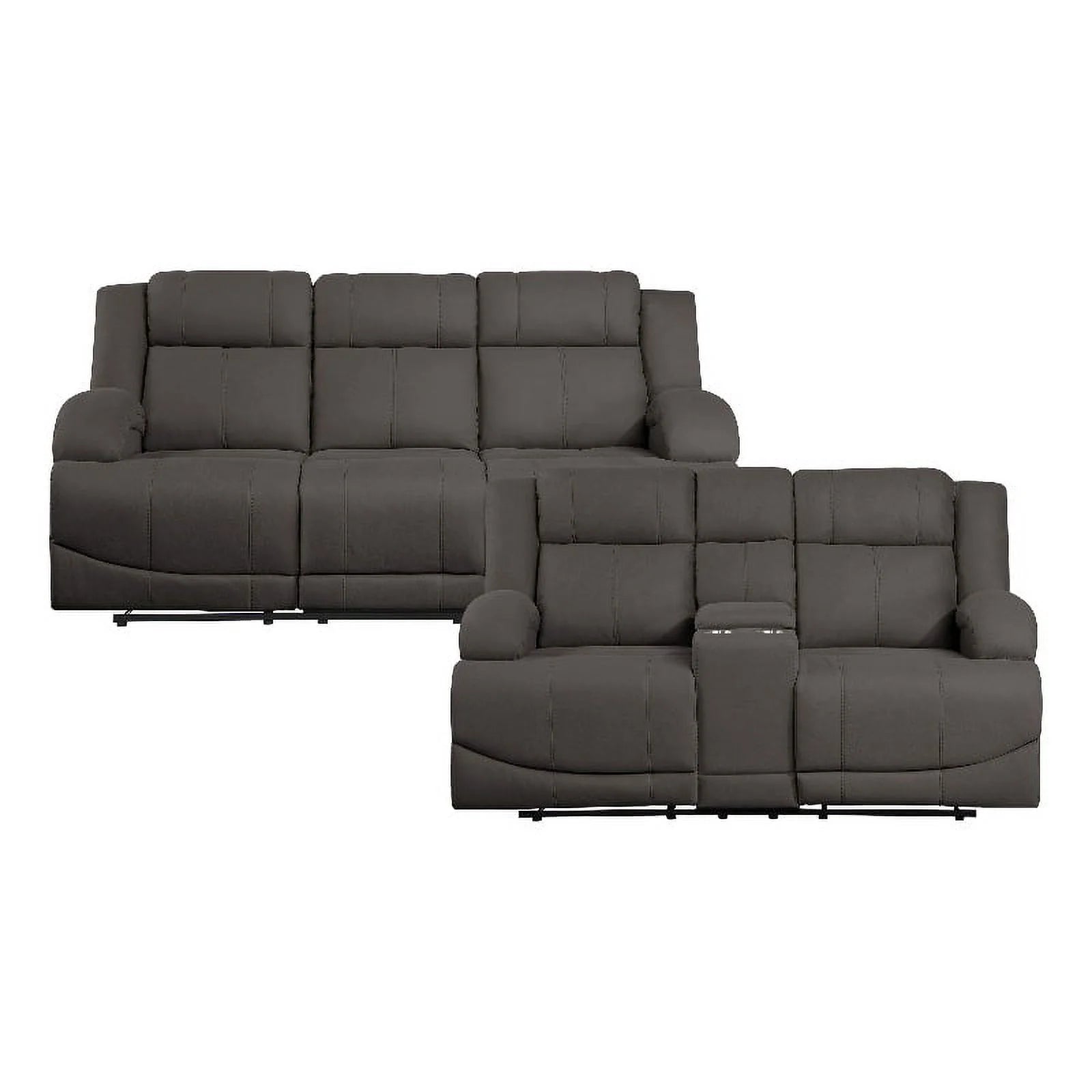 Chocolate Microfiber 2-Piece Manual Reclining Sofa Set M1767