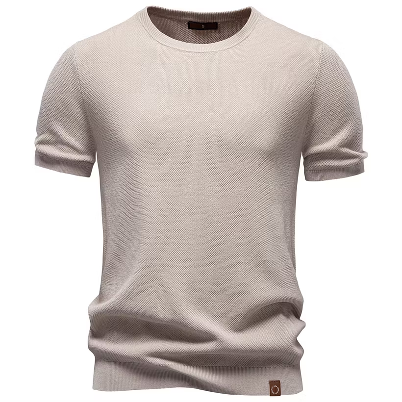 Men's Casual Solid Color Knit T-Shirt