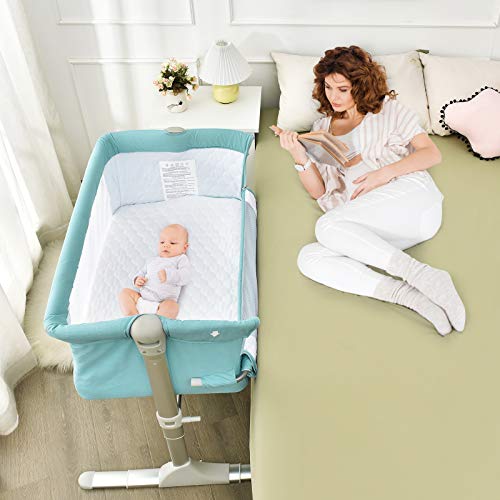 Grey Baby Bedside Crib with Carrying Bag T2664