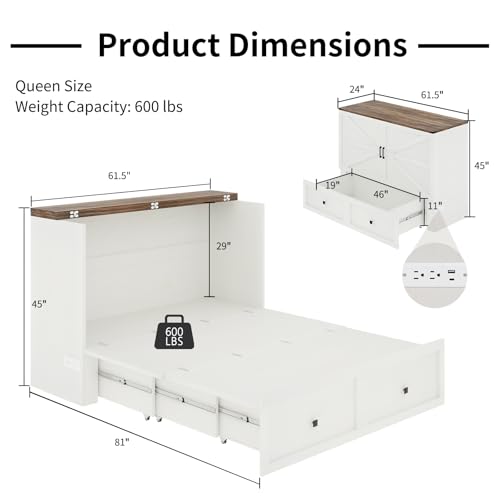Queen Size Murphy Bed with Storage Drawer B8751