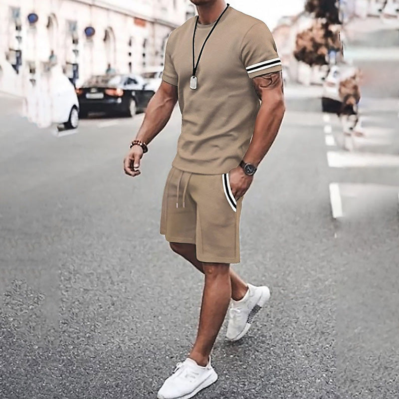 Men's Printed Color-Block Short-Sleeve Set