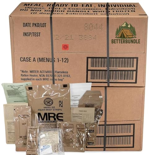 24 Pack MRE Meals Ready to Eat Variety Pack with Flameless Heater D678