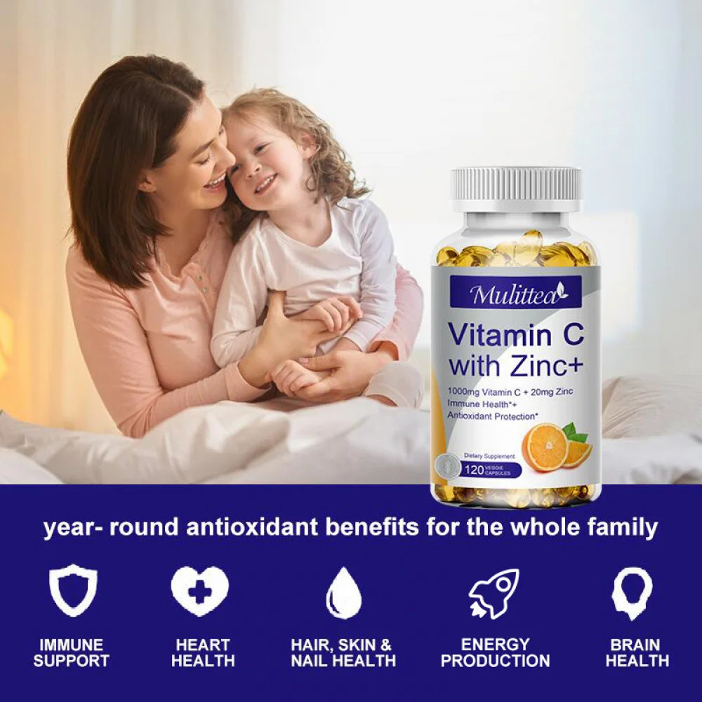 (2 PACK) Vitamin C with Zinc Supplement Capsules, 240 Veggie Capsules B672