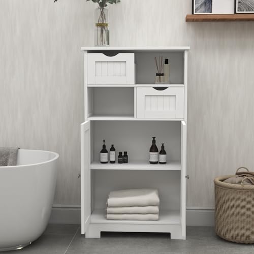 White 2 Door 1 Drawer Free-Standing Bathroom Floor Cabinet A779