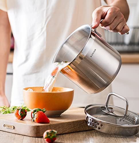 1.5 Quart Stainless Steel Saucepan with Pour Spout and Glass Lid U692