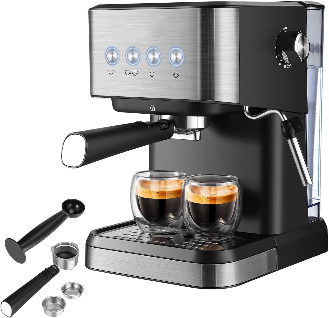 20 Bar Semi-Automatic Espresso Machine with Milk Frother Steam Wand, 50oz Removable Water Tank M956