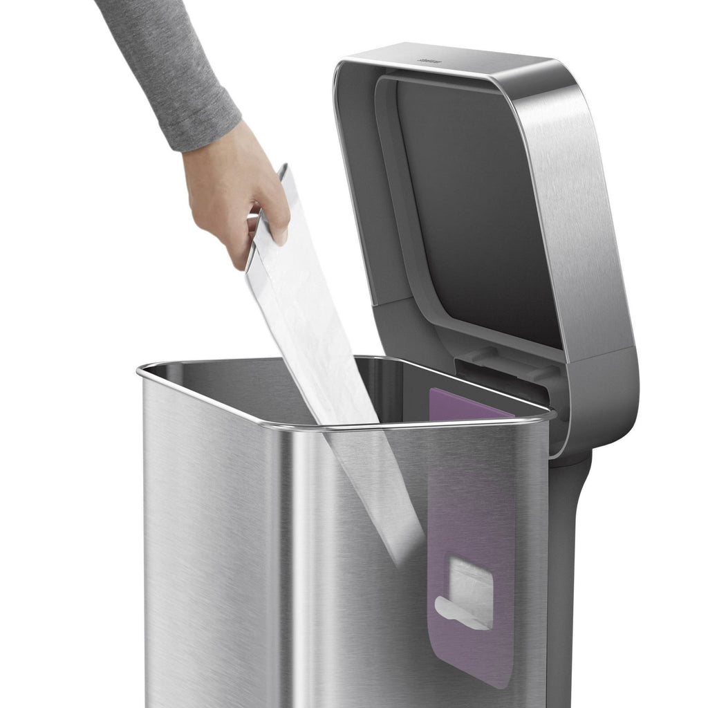 55L Rectangular Step Trash Can Brushed Silver Z127
