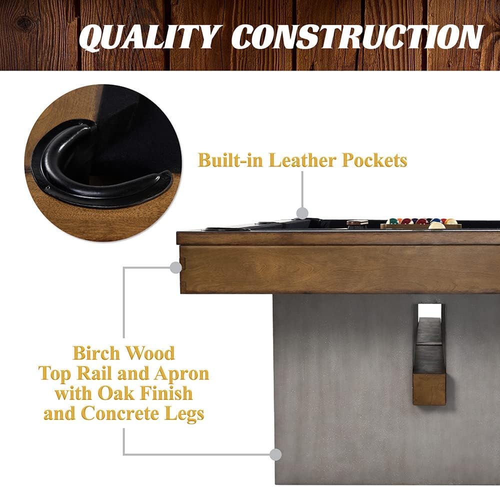 8' Slate-Tech Drop Pocket Table with Pool Ball and Cue Stick Set Z3977