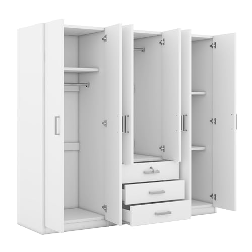Gray 6 Door Wooden Wardrobe H504423