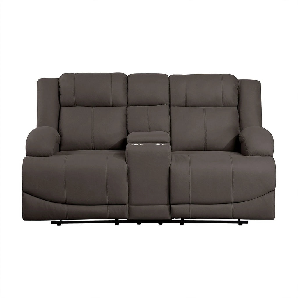 Chocolate Microfiber 2-Piece Manual Reclining Sofa Set M1767