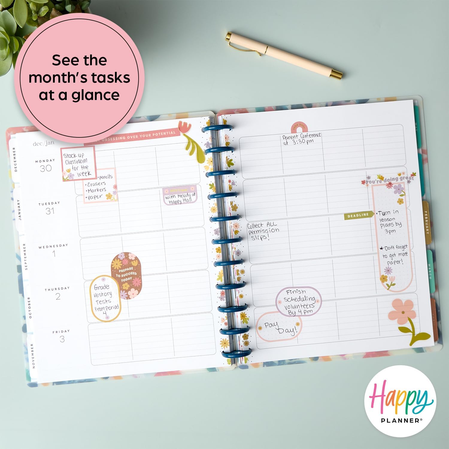 12-Month Academic Planner, July 2024–June 2025, Big Size, 72 Pages, 8 1/2" x 11" V70090