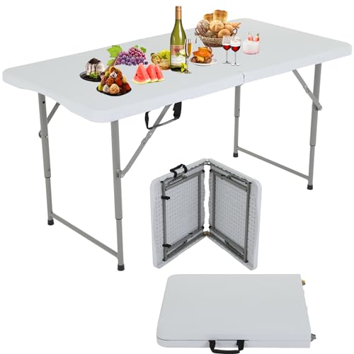 White 6ft Folding Plastic Table with Carrying Handle G7969