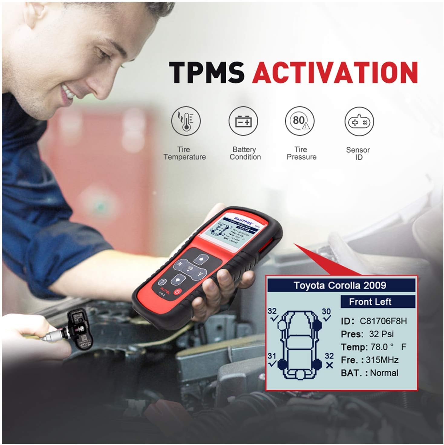TPMS Relearn Tool for Sensor Activation Program 433/315 X115