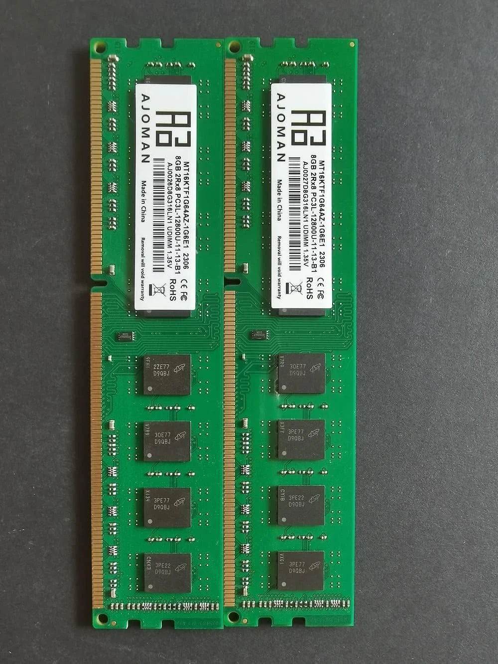 16GB Kit 8GBx2 DDR3 DDR3L 1600MHz Desktop RAM PC3L-12800U DIMM 1.35V 240-Pin CL11 Non-ECC UDIMM P72911