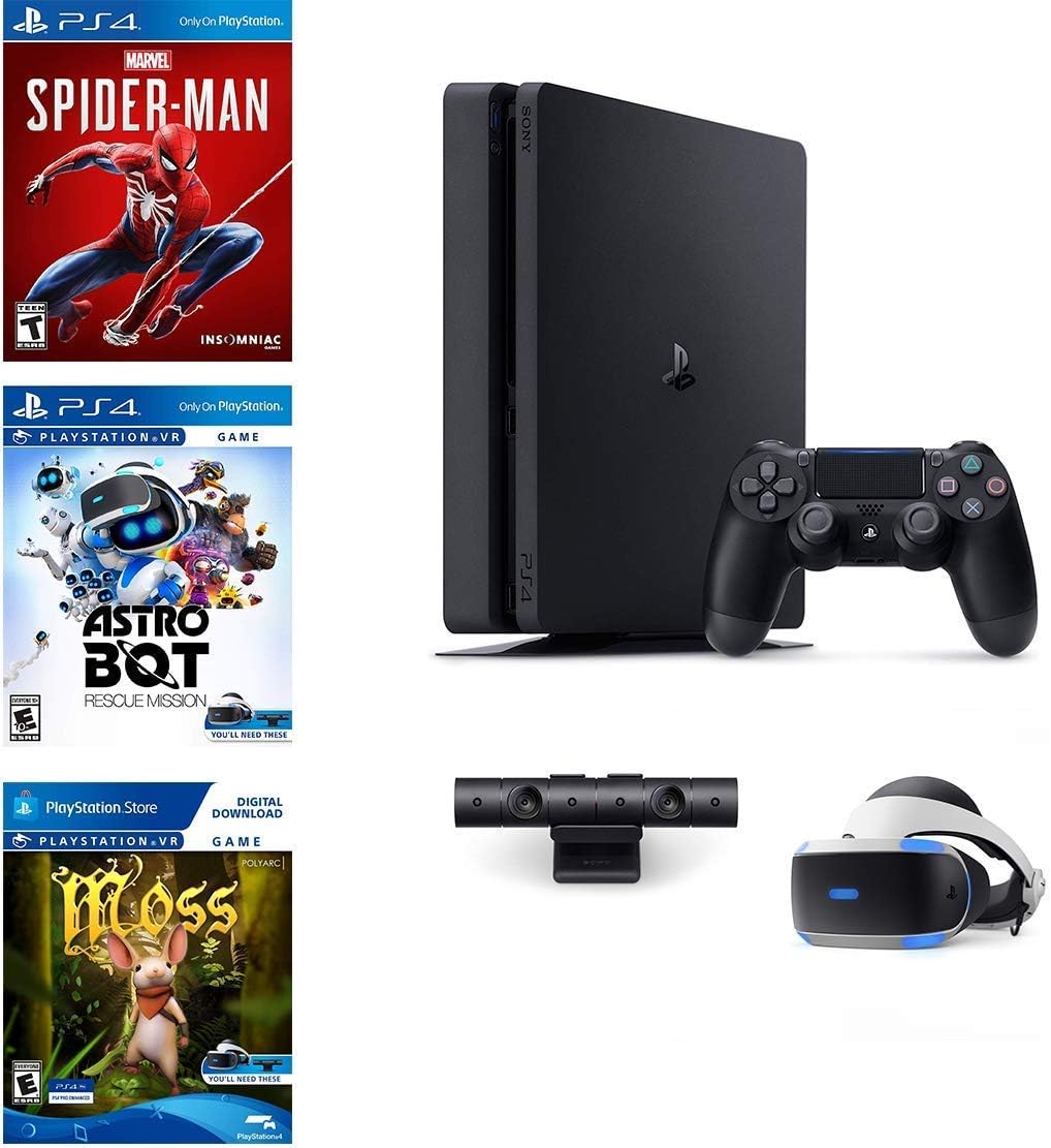 PlayStation 4 Slim 1TB Console with PS VR Headset, Dual Shock 4 Wireless Controller, Black E591