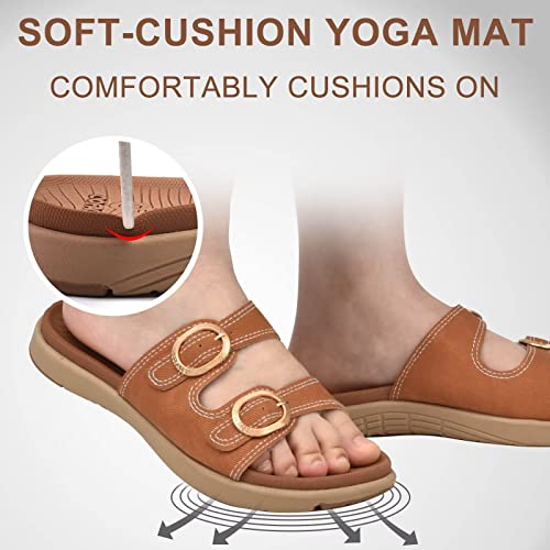 Orthotic Slides Slip on Flat Sandals With Adjustable Straps E1208