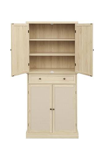 Charcoal Grey Pantry Cabinet with Wine Rack F503