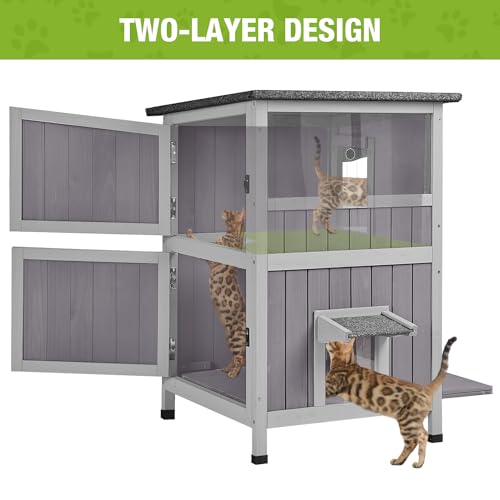 2-Story Outdoor Waterproof Cat Shelter Q471478