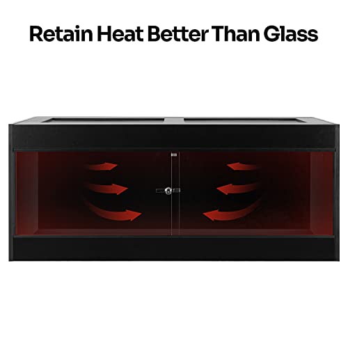 Black Reptile Wood Enclosure with Double Hinge Sliding Doors and Top Screen Ventilation (48"x24"x24") D6946