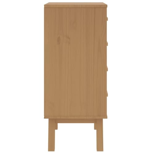 White and Brown Solid Wood Bedside Cabinet with Drawers V64474