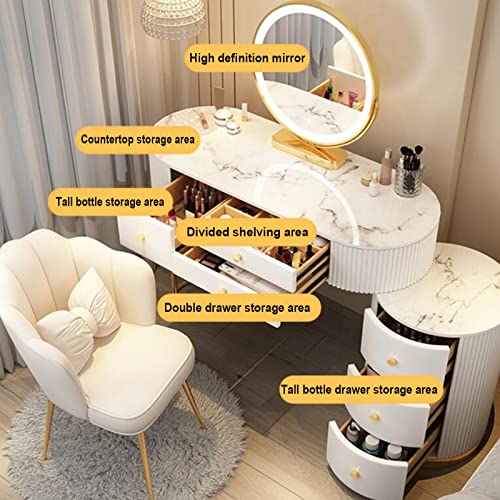 Gray Makeup Vanity Set with Lighted Mirror and Cushioned Stool D4726