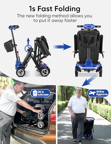 37.5 lbs Ultra Lightweight Folding 4 Wheel Mobility Scooter, Blue G1567