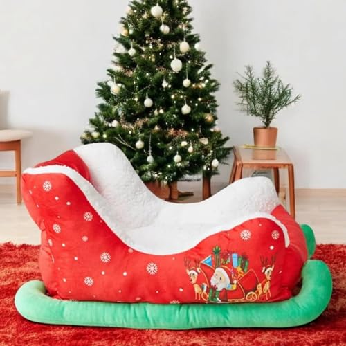Red Plush Synthetic Fur Pet Sleigh Bed M614112